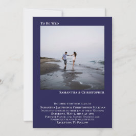 Convites Casamento Simples de Fotos Azul Marinho Minimalist