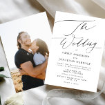 Convites Casamento Simples de Fotos Branco e Preto Moderno<br><div class="desc">Simples Casamento Moderno Branco e Negro Convite para um casamento formal ou informal. Com uma caligrafia moderna impressionante e branca. *foto de volta</div>