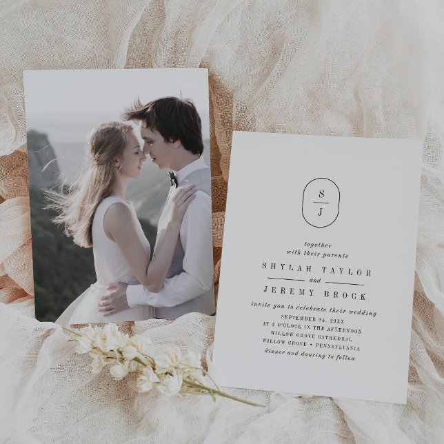 Convites Casamento Simples de Fotos Moderno Minimalista SHY (SHYLAH Boho Modern Minimalist Simple Photo Wedding Invitation)