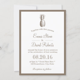Convites Casamento Simples de Fronteira Vintage Pineapple