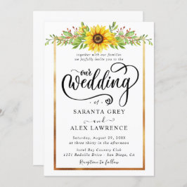 Convites Casamento simples de girassol