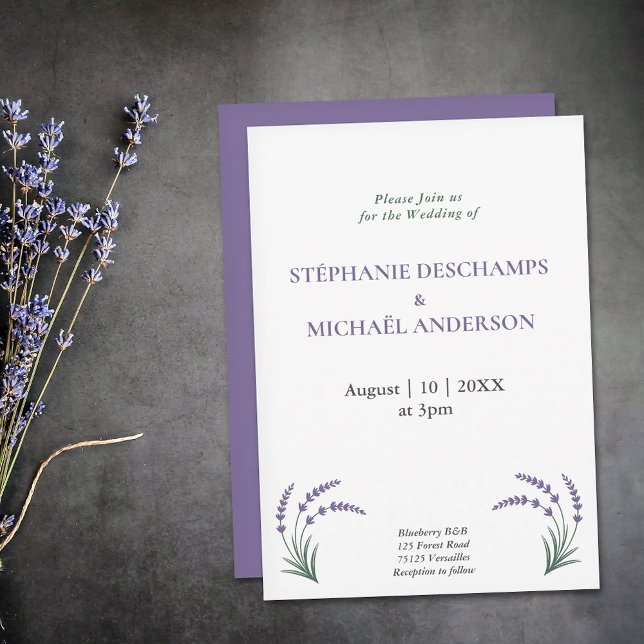 Convites Casamento Simples de Lavanda (Simple Lavender Wedding Invitation)