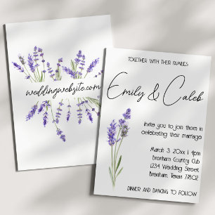 Convites Casamento simples de Lavanda de Aquarela