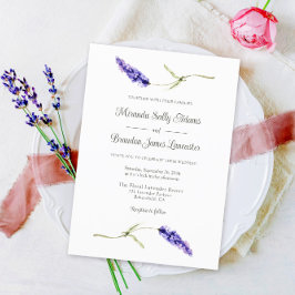Convites Casamento Simples de Lavanda Floral Elegante