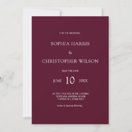 Convites Casamento Simples de Na moda Burgundy