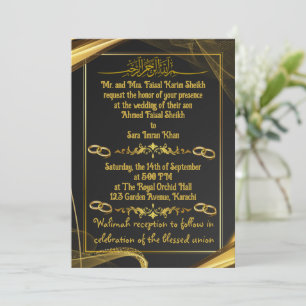 Convites casamento simples de nikah com borda