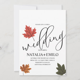 Convites Casamento Simples de Outono Folha 