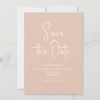 Convites Casamento Simples de Peach | Código QR Guardar Dat