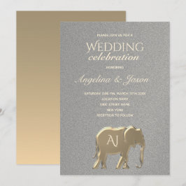 Convites Casamento Simples de Prata e Ouro