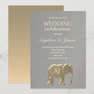 Convites Casamento Simples de Prata e Ouro