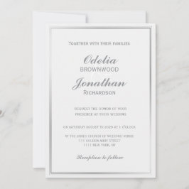 Convites Casamento Simples de Prata Elegante e Cinza