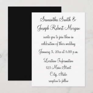 Convites Casamento Simples de Preto e Branco