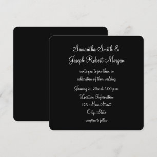 Convites Casamento Simples de Preto e Branco