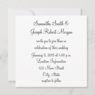 Convites Casamento Simples de Preto e Branco