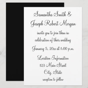 Convites Casamento Simples de Preto e Branco