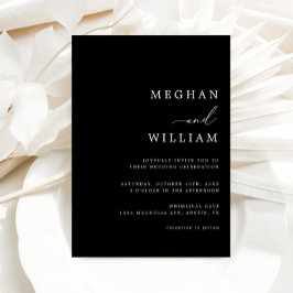 Convites Casamento Simples de Preto e Branco Minimalista