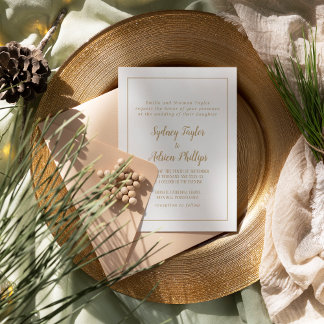 Convites Casamento Simples de Quadro Mínimo|Dourado