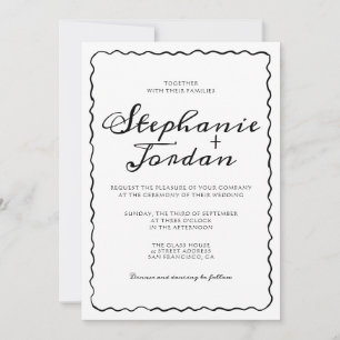 Convites Casamento Simples de Quadros Brancos e Pretos