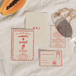 Convites Casamento Simples De Quirky Com Retrô Desenhado À 