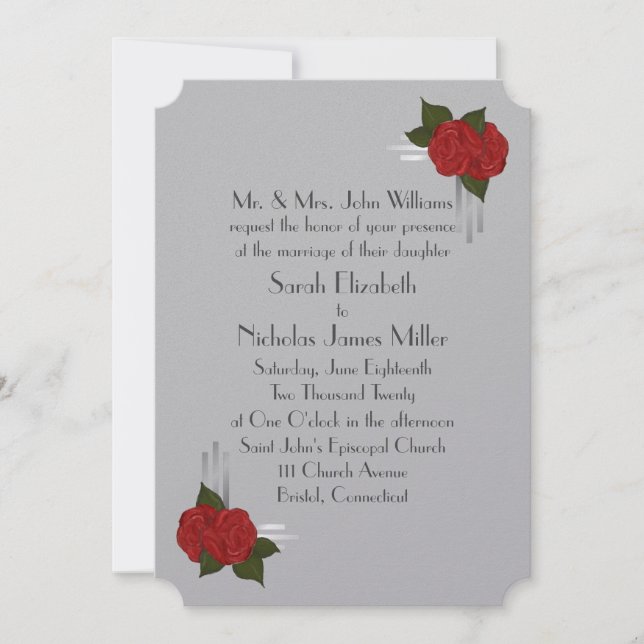 Convites Casamento Simples de Rosa Deco (Frente)