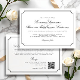 Convites Casamento Simples de RSVP RSVP QR multifuncional e