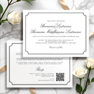 Convites Casamento Simples de RSVP RSVP QR multifuncional e