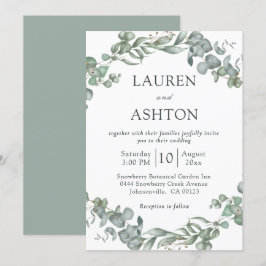 Convites Casamento Simples de Sage e Branco Verde Moderno