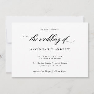 Convites Casamento Simples de Script Clássico Elegante