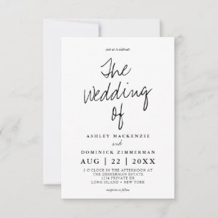 Convites Casamento Simples de Script de Mão Moderna Minimal