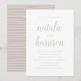 Convites Casamento Simples de Script de Taupe Moderno