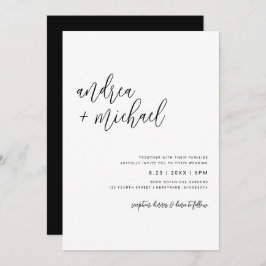 Convites Casamento Simples de Script Minimalista Elegante