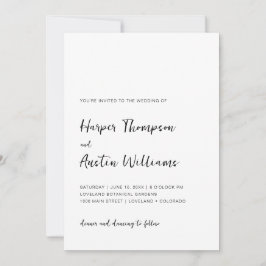 Convites Casamento Simples De Script Moderno Preto E Branco