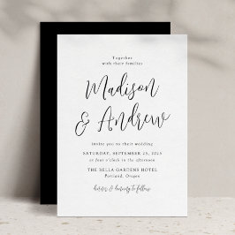 Convites Casamento Simples de Script Preto