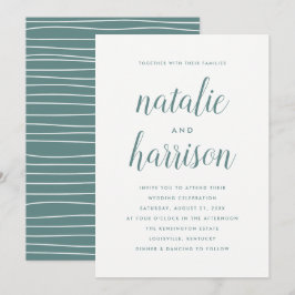 Convites Casamento Simples De Script Teal Moderno