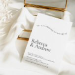 Convites Casamento Simples de Tipografia Branca e Preta<br><div class="desc">Apresente um toque de capricho à sua celebração do casamento com o nosso Simples Convite de Casamento de Script Whimsical Black & White. O charmoso design apresenta uma tipografia de onda divertida, mas elegante, em preto e branco clássico, definindo o tom para uma celebração que combina sofisticação com um toque...</div>
