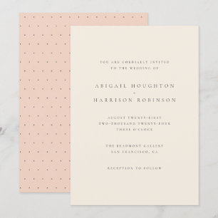 Convites Casamento Simples de Tipografia Chic Blush & Cream