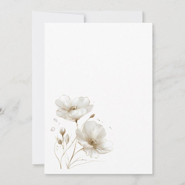 Convites Casamento simples de Vazio branco e dourado (Frente)