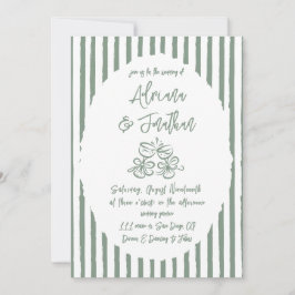 Convites Casamento Simples Desenhado à Mão em Verde Sage