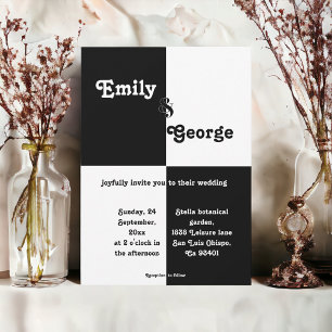 Convites Casamento Simples Do Chic Branco E Negro Elegante