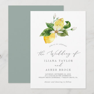 Convites Casamento Simples do Jardim de Limão Moderno