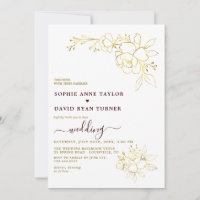 Casamento Simples Dourado Burgundy Minimalista