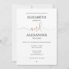 Convites Casamento simples dourado e branco. Caligrafia ele
