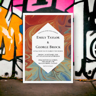 Convites Casamento Simples e Colorido Abstrato Moderno Eleg