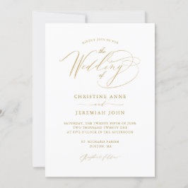 Convites Casamento Simples e Dourado de Script Moderno Bran