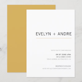 Convites Casamento Simples e Dourado Moderno e Minimalista