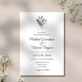 Convites casamento simples e elegante com a escrita botânic