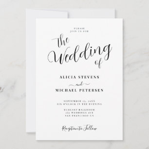 Convites Casamento simples e elegante com script de caligra