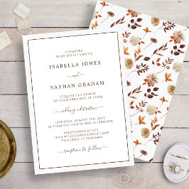 Convites Casamento Simples e Elegante de Folhas de Outono