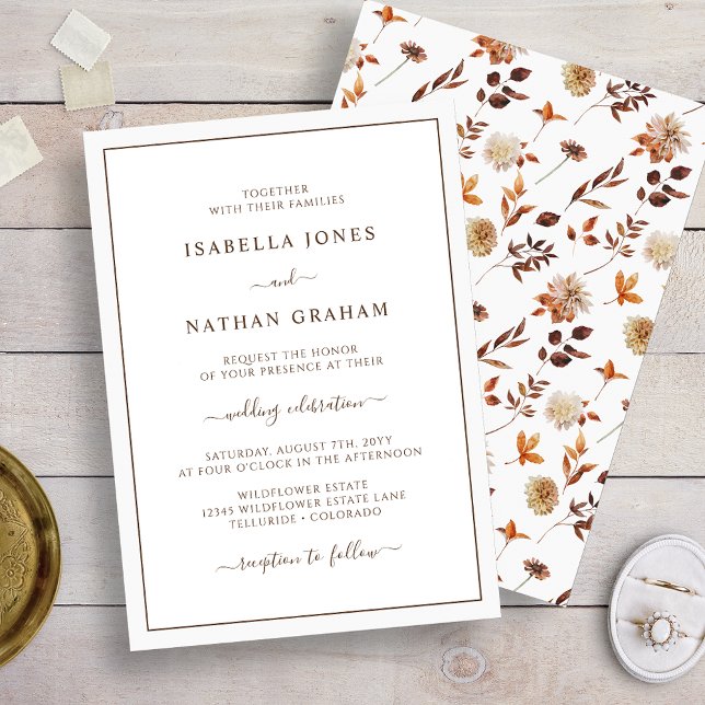 Convites Casamento Simples e Elegante de Folhas de Outono (Simple Elegant Fall Leaves Wedding Invitation
)