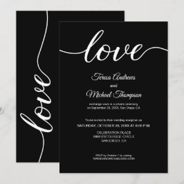 Convites Casamento Simples e Elegante de Fuga com Recepção